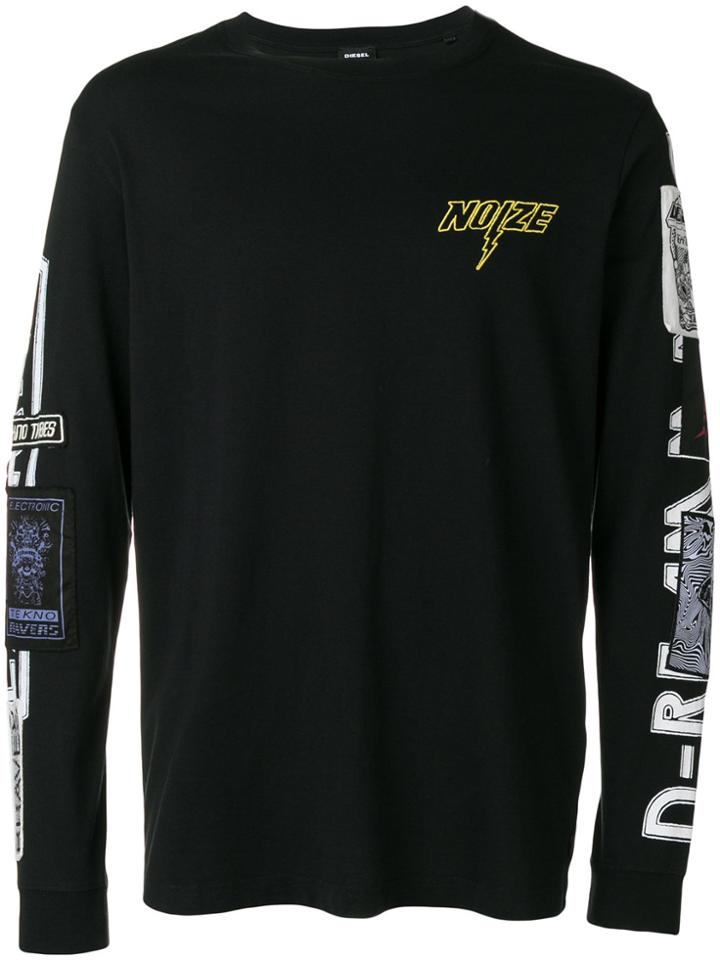 Diesel Patch-work Embroidered Sweatshirt - Black