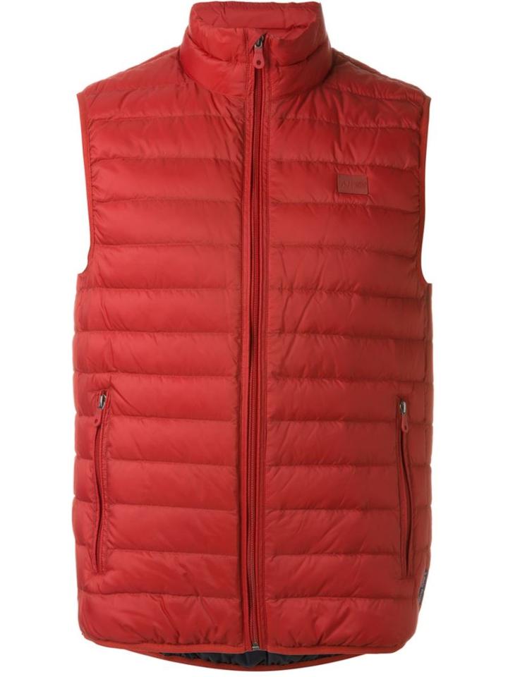 Armani Jeans Sleeveless Down Jacket, Men's, Size: 50, Red, Polyamide/duck Feathers