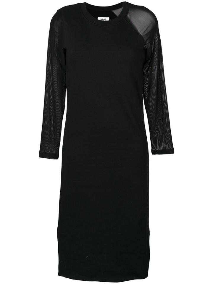 Mm6 Maison Margiela Sheer Sleeve Sweatshirt Dress - Black