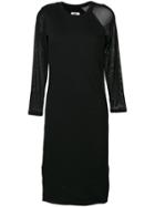 Mm6 Maison Margiela Sheer Sleeve Sweatshirt Dress - Black
