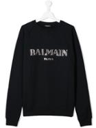 Balmain Kids Teen Embellished Logo Sweatshirt - Blue