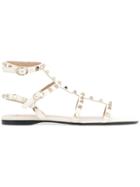 Valentino Flat Rockstud Sandals - White