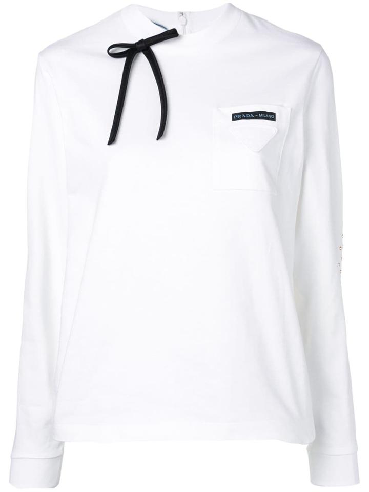 Prada Logo Jersey Sweatshirt - White
