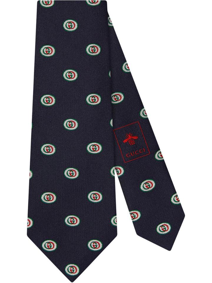 Gucci Printed Gg Silk Tie - Blue