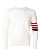 Thom Browne 4-bar Stripe Milano Stitch Merino Pullover - White