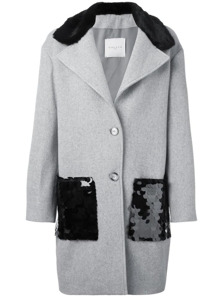 Gaelle Bonheur Single Breasted Coat, Women's, Size: 40, Grey, Wool/polyester