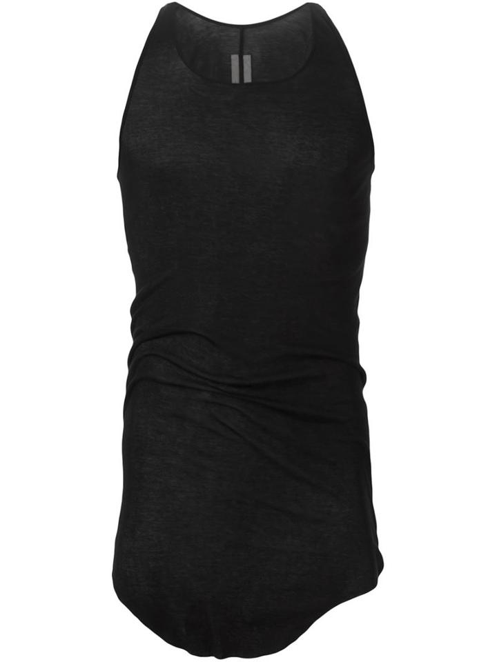 Rick Owens Curved Hem Tank Top, Men's, Size: L, Black, Cotton