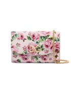 Dolce & Gabbana Leather Wallet On Chain With Rose Print - Pink &