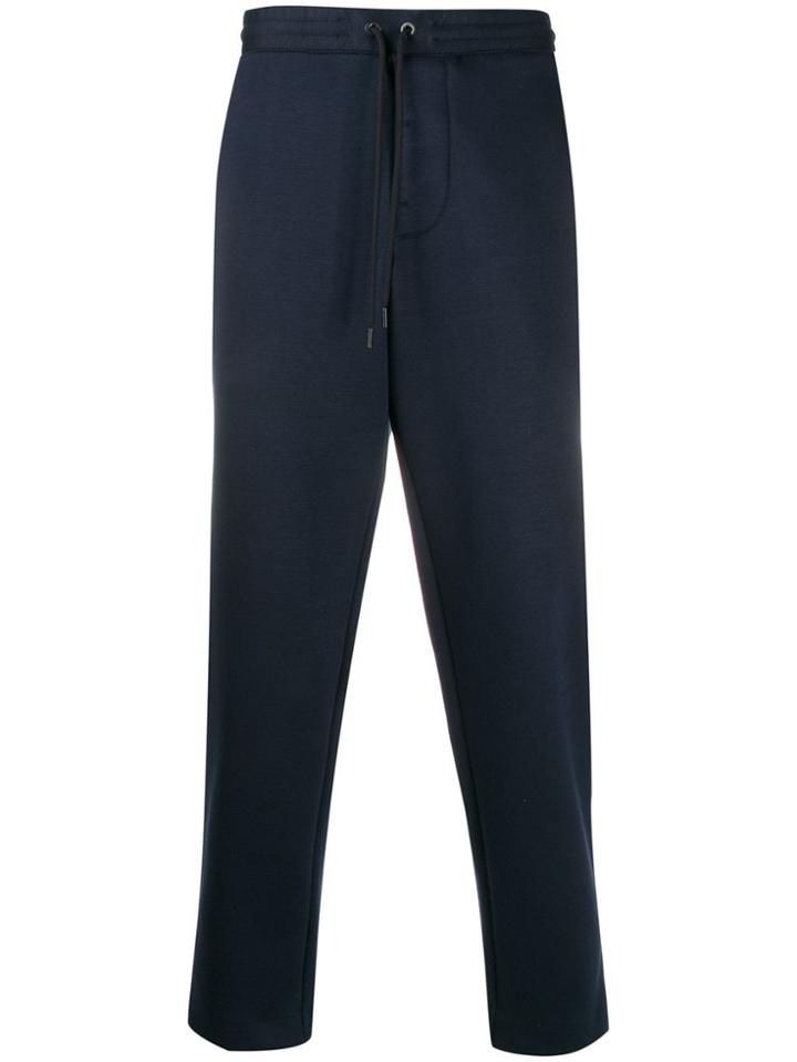 Moncler Logo Patch Cropped Track Pants - Blue