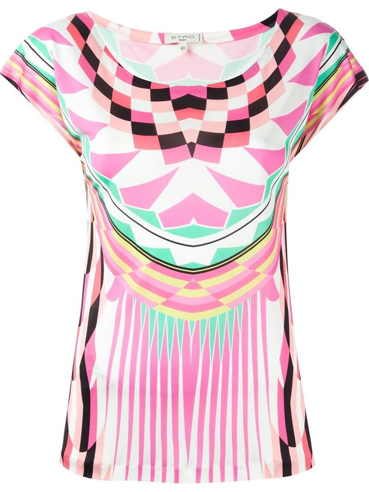 Etro Geometric Print Top, Women's, Size: 40, Pink, Silk