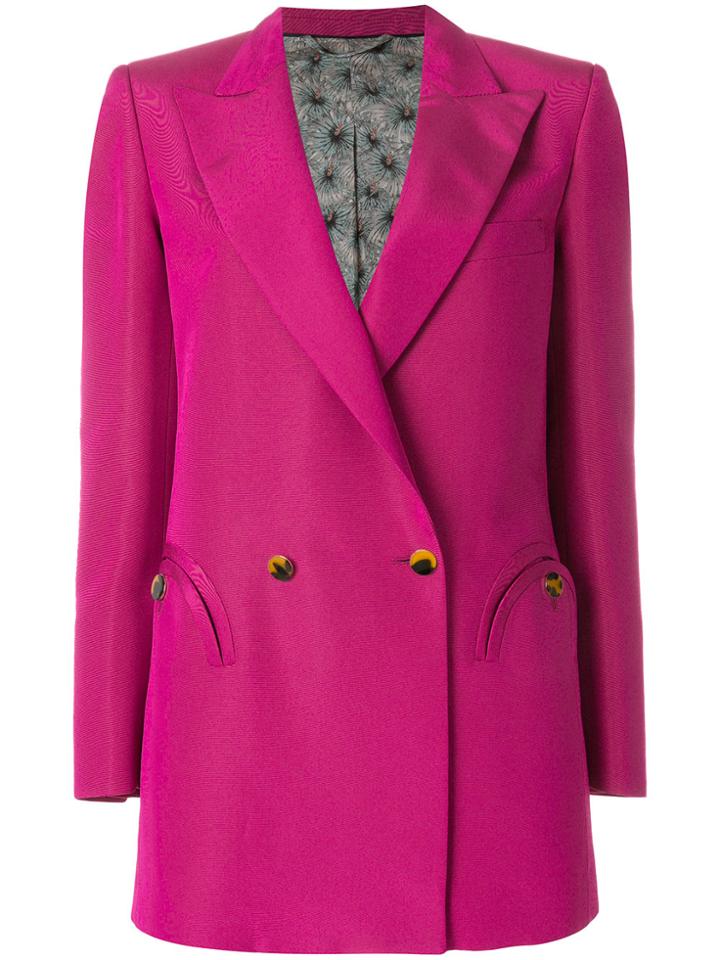 Blazé Milano Fitted Curved Pocket Blazer - Pink & Purple