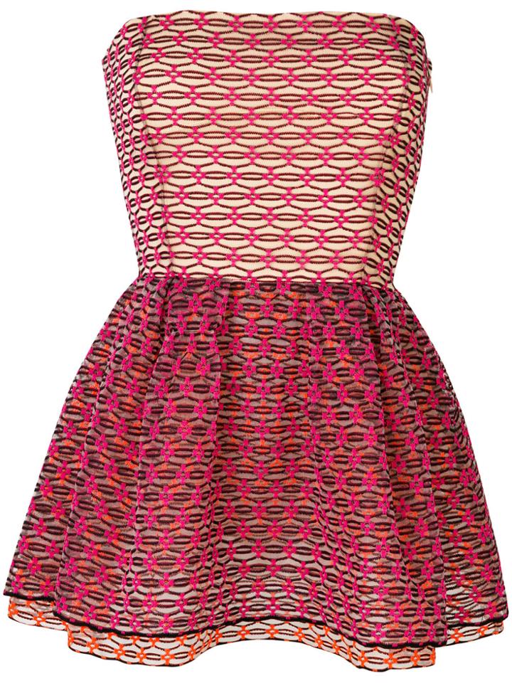 Christian Dior Vintage Strapless Knitted Peplum Blouse - Pink & Purple