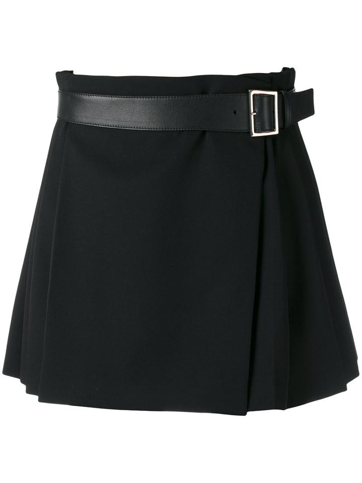 Alexander Mcqueen - Pleated Kilt Skirt - Women - Calf Leather/cupro/wool - 42, Black, Calf Leather/cupro/wool