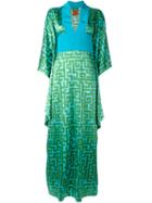 Ultràchic Long Printed Dress, Women's, Size: 40, Blue, Silk/spandex/elastane