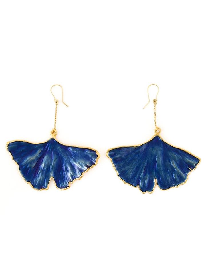 Aurelie Bidermann 'ginkgo' Earrings, Women's, Blue