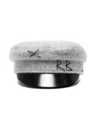 Ruslan Baginskiy Grey Wool Baker Boy Hat With Embroidery