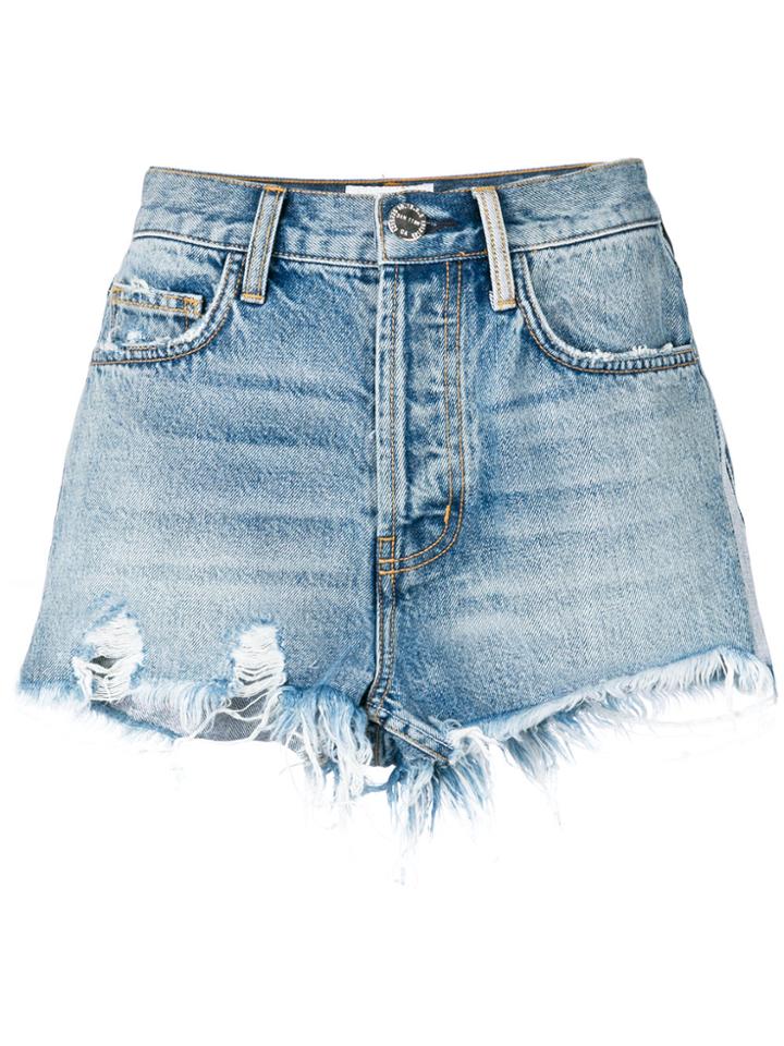 Current/elliott High-waisted Distressed Shorts - Blue