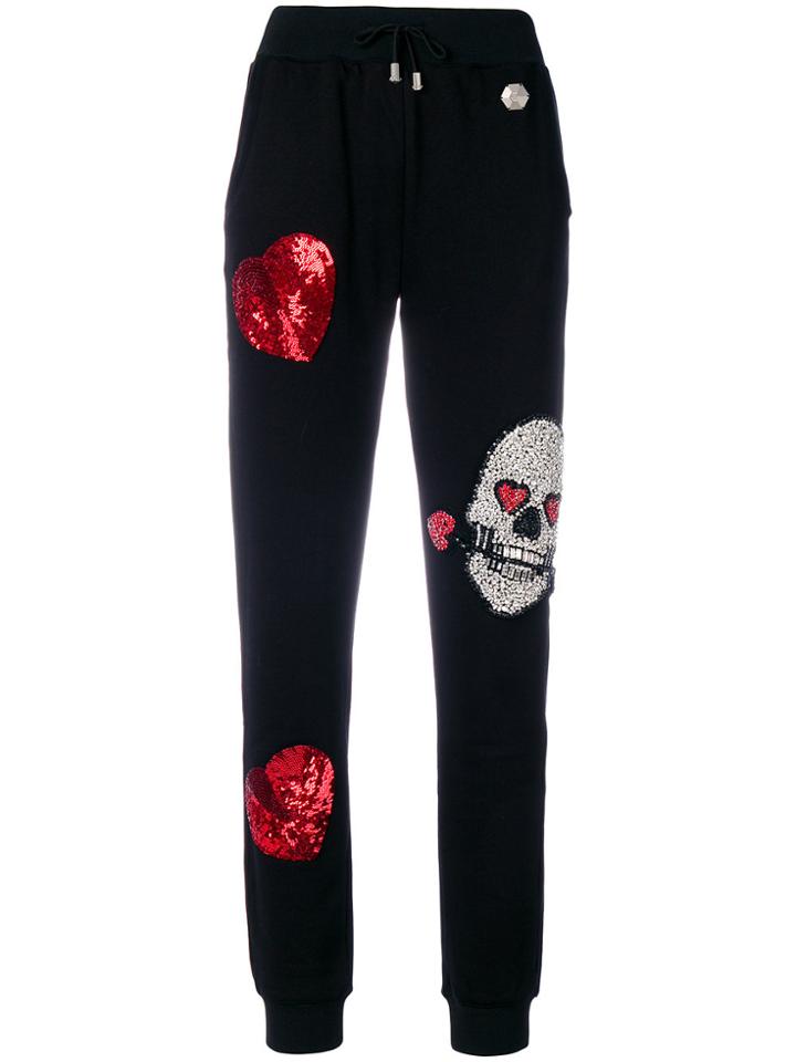 Philipp Plein Embellished Patch Trousers - Black