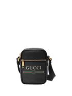 Gucci Gucci Print Leather Shoulder Bag - Black