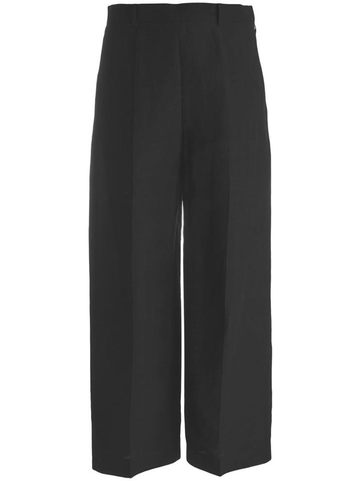 Mantu - Wide-legged Cropped Trousers - Women - Linen/flax/viscose - 40, Black, Linen/flax/viscose