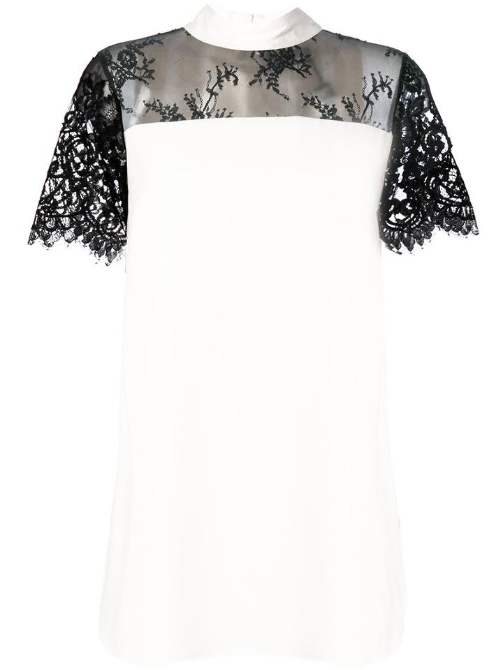 Twin-set - Lace Panel Flared Blouse - Women - Polyester - 48, Nude/neutrals, Polyester