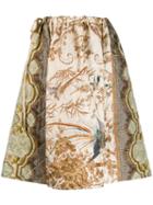 Pierre-louis Mascia Flared Botanical Print Skirt - Neutrals