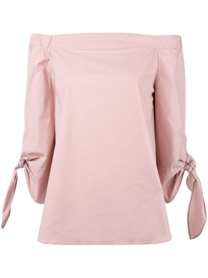 Erika Cavallini Off-shoulders Knot Blouse, Women's, Size: 44, Pink/purple, Cotton/spandex/elastane