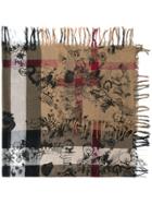 Burberry Illustrated Check Print Scarf - Brown