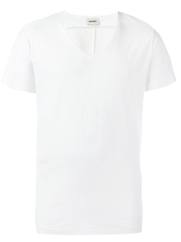 Diesel V-neck T-shirt, Men's, Size: Xl, White, Cotton