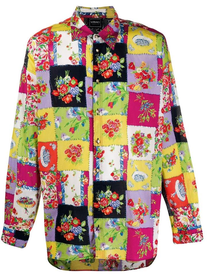 Versace Pre-owned 1990s Patchwork Floral Shirt - Yellow
