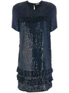 P.a.r.o.s.h. Gathered Sequin Dress - Blue