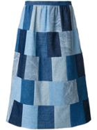Red Valentino Patches Flared Denim Skirt - Blue