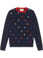 Gucci Bees & Stars Intarsia Knit Sweater - Blue