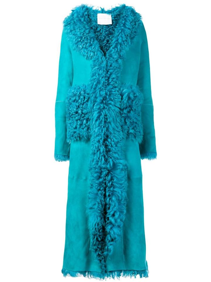 Giada Benincasa Shearling Midi Coat - Blue