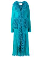 Giada Benincasa Shearling Midi Coat - Blue