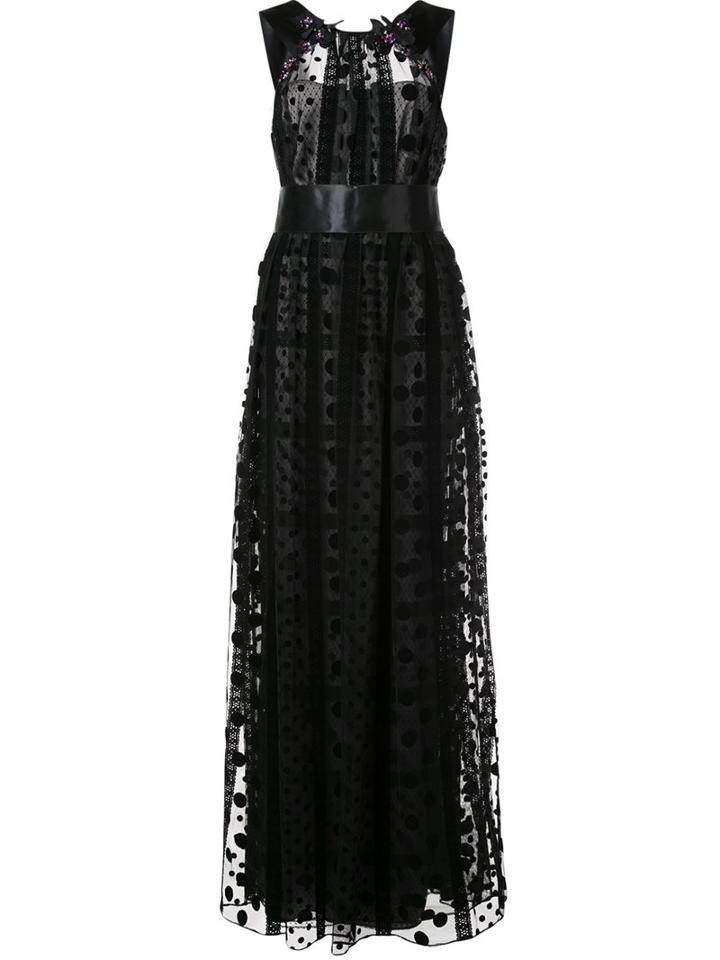 Marchesa Notte Embellished Sheer Panel Gown