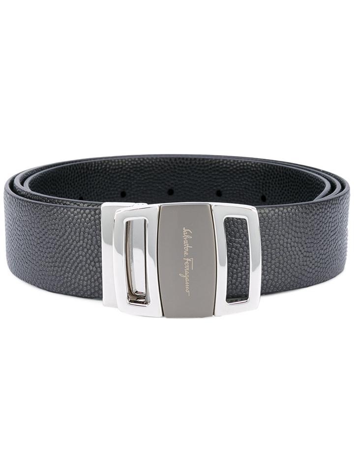 Logo Buckled Belt - Men - Calf Leather - 115, Grey, Calf Leather, Salvatore Ferragamo