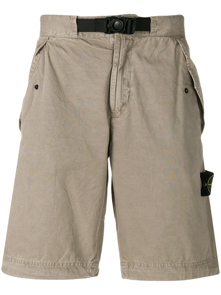 Stone Island Knee-length Fitted Shorts - Nude & Neutrals