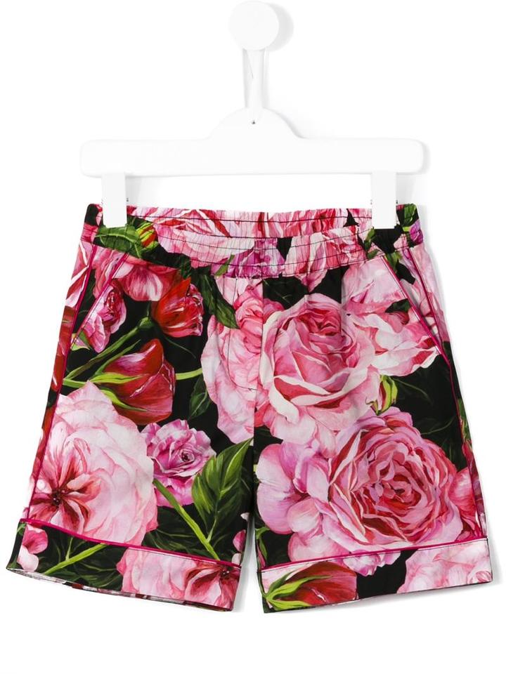 Dolce & Gabbana Kids Rose (pink) Print Shorts, Girl's, Size: 12 Yrs