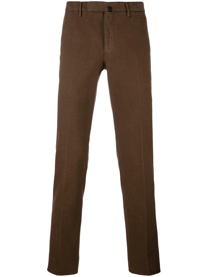 Incotex Classic Chinos, Men's, Size: 54, Brown, Cotton/spandex/elastane