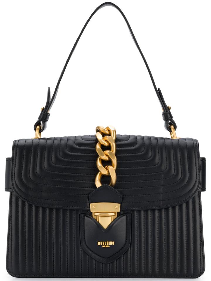 Moschino Quilted Chain Shoulder Bag - Black