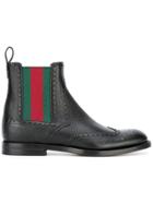 Gucci Web Brogue Boots - Black