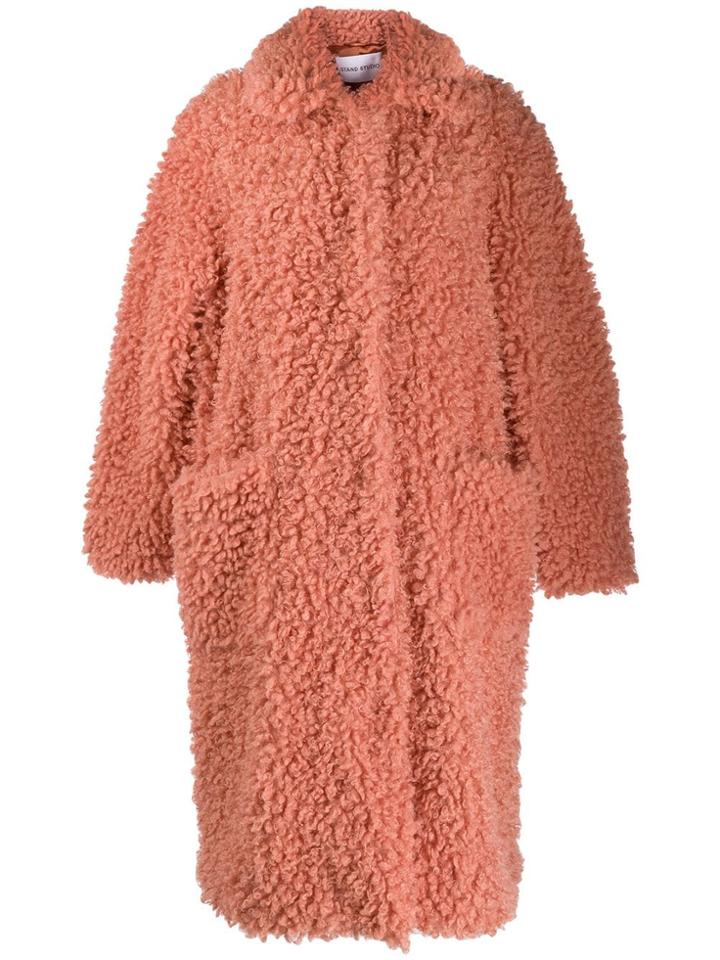 Stand Studio Leah Shearling Coat - Pink