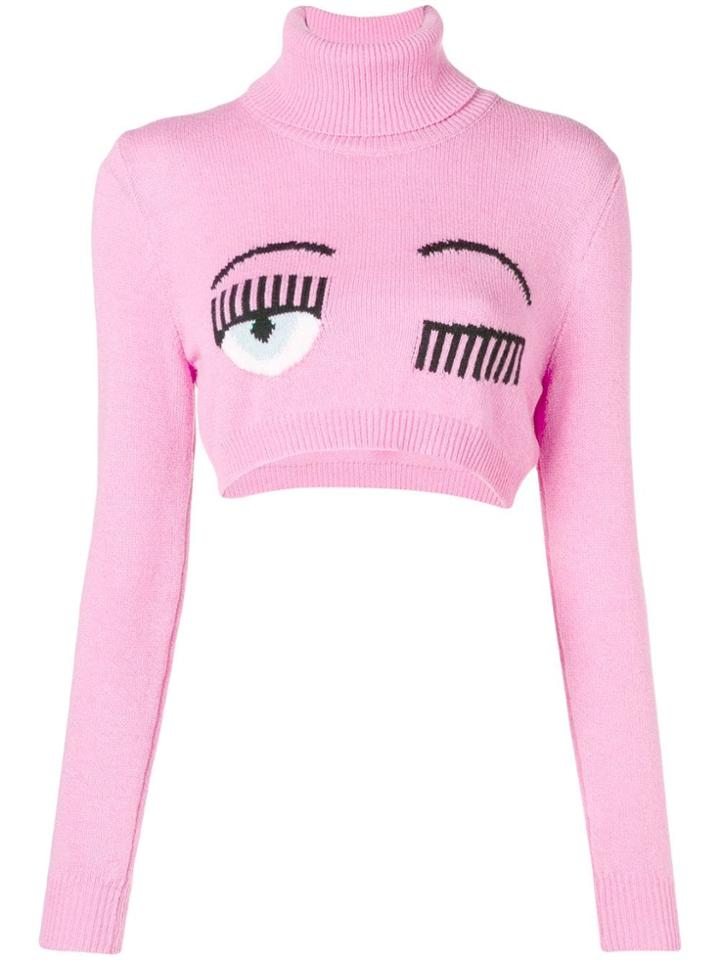 Chiara Ferragni Maglia Eye Embellished Knit Top - Pink & Purple