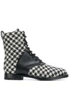 Manolo Blahnik Houndstooth Pattern Boots - Black