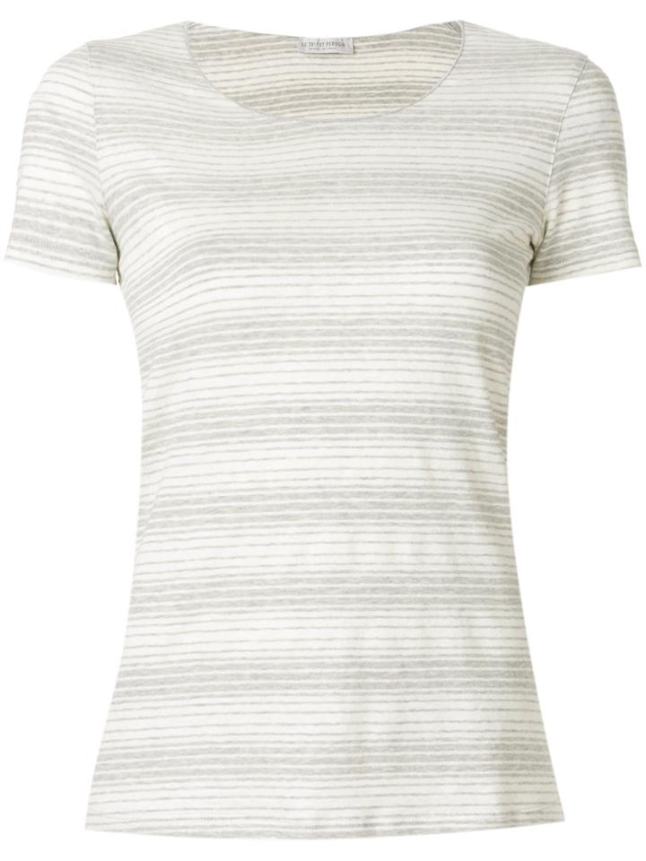 Le Tricot Perugia Striped Short-sleeve Top - Grey
