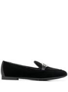 Salvatore Ferragamo Crystal Embellished Logo Loafers - Black