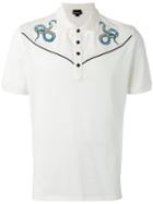 Just Cavalli Snake Embroidered Polo Top, Men's, Size: Small, White, Cotton/spandex/elastane