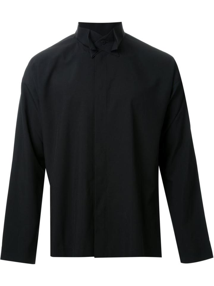Homme Plissé Issey Miyake Concealed Fastening Shirt, Men's, Size: 2, Black, Polyester
