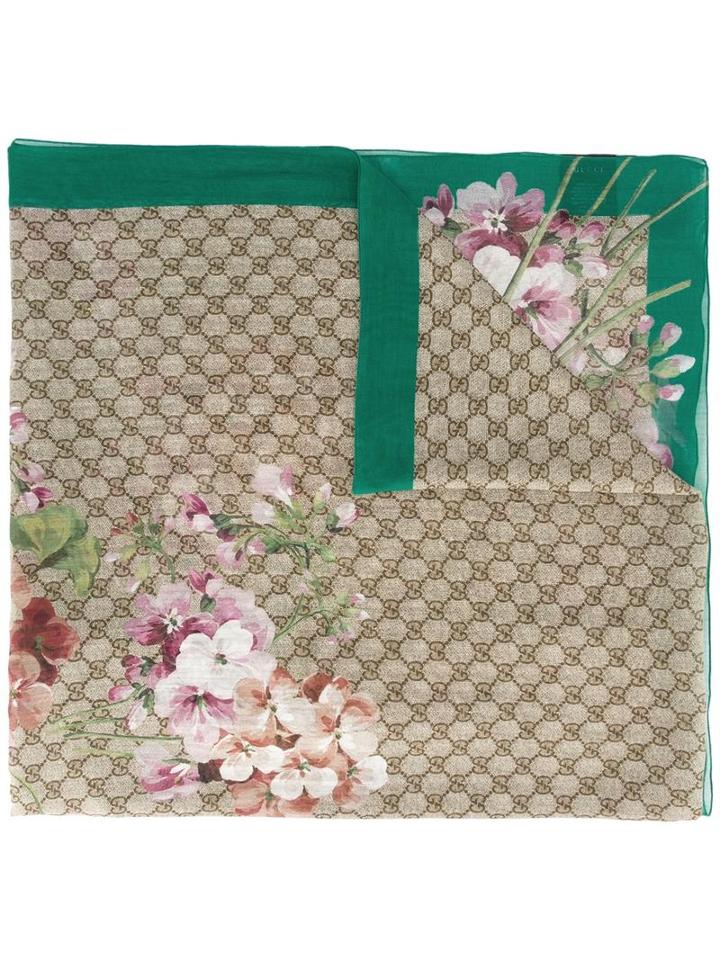 Gucci Blooms Supreme Shawl, Women's, Green, Silk/cotton